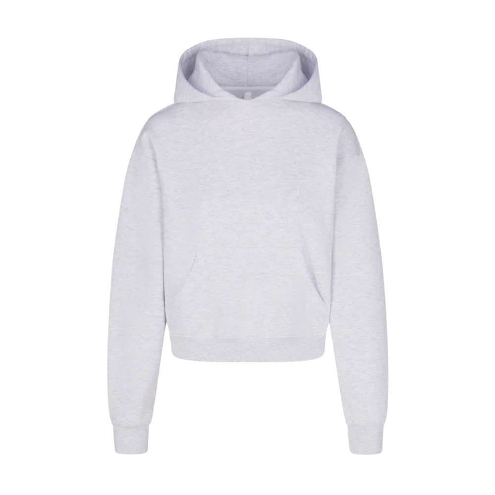 Skims Cotton Fleece Classic Hoodie Light Heather Grey Size Large NWT